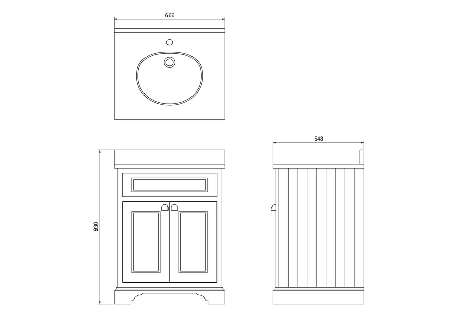 Burlington Vanity Unit with Minerva Worktop, 65cm with Doors & Basin, technical period house store